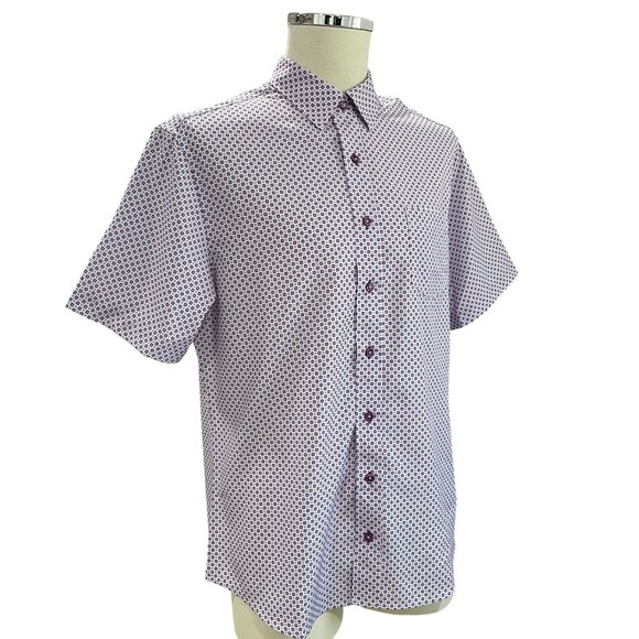 Nick Graham Mens Shirt Medium Purple Geometric Summer Travel Coastal Soft Touch - Picture 8 of 11
